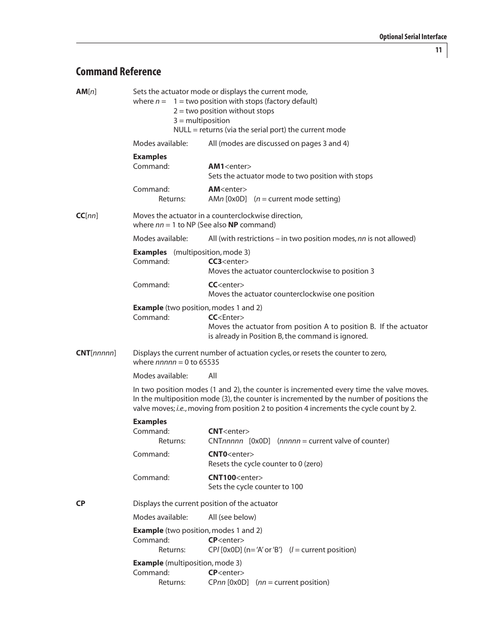 Command reference | VICI EUT Universal Electric Actuator User Manual | Page 15 / 27