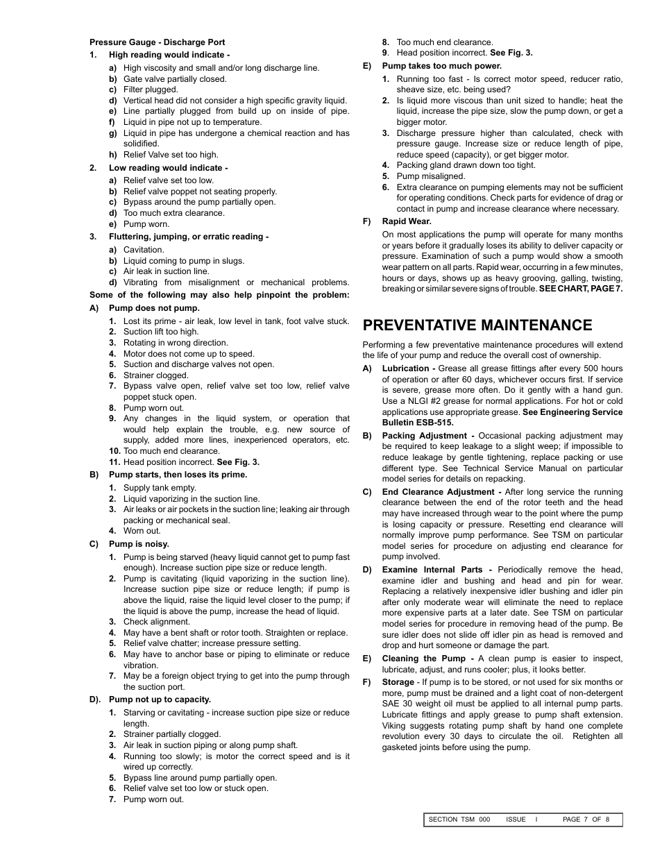 Preventative maintenance | Viking Pump TSM000: General Information User Manual | Page 7 / 8