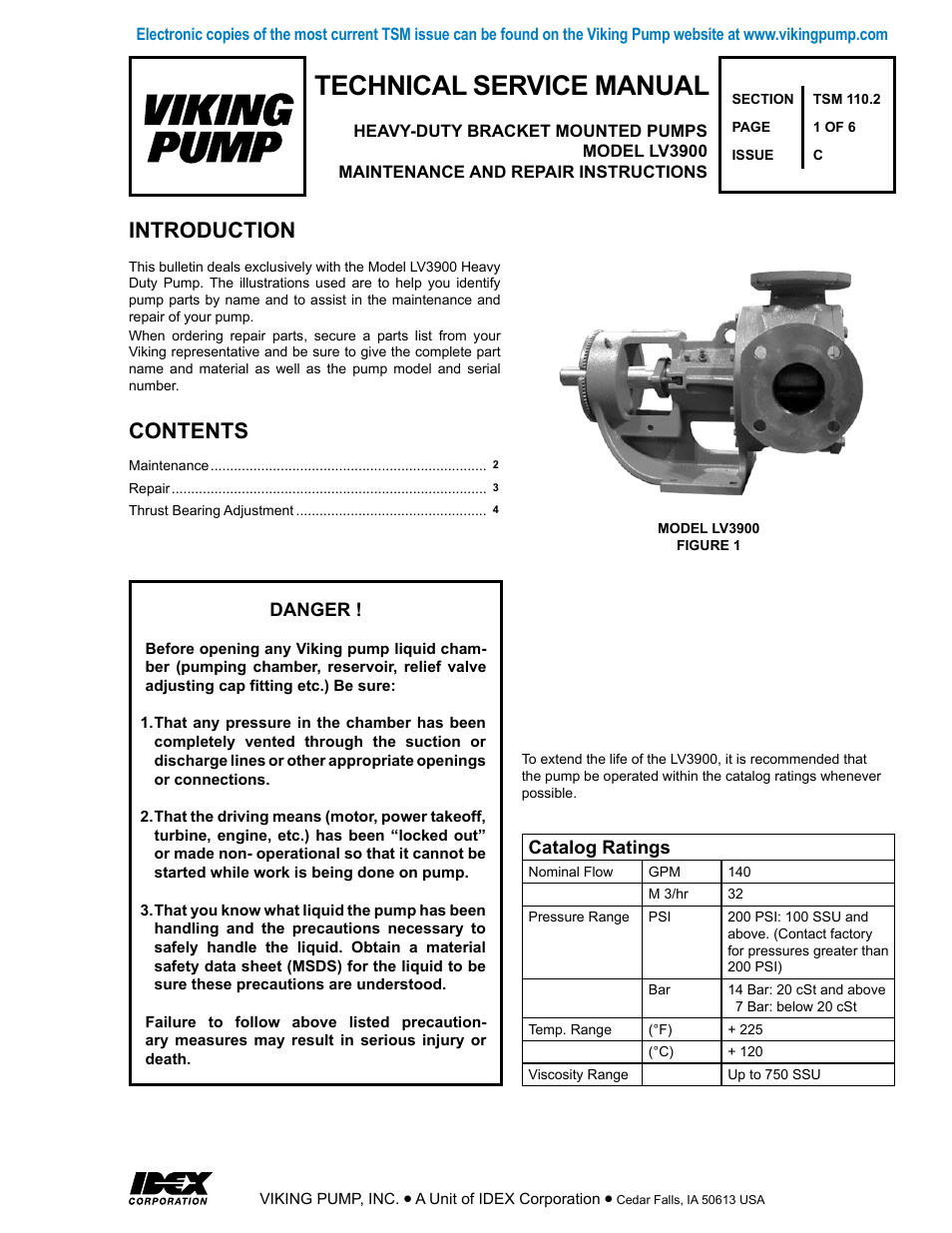 Viking Pump TSM110.2: Heavy Duty LV3900 User Manual | 6 pages