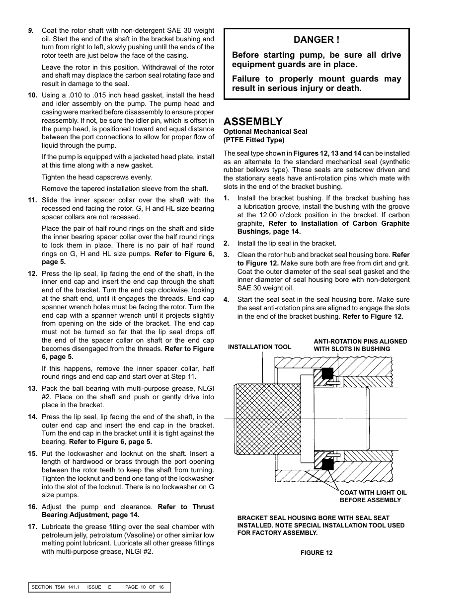 Assembly, Danger | Viking Pump TSM141.1: G-LL 125/4125 User Manual | Page 10 / 16