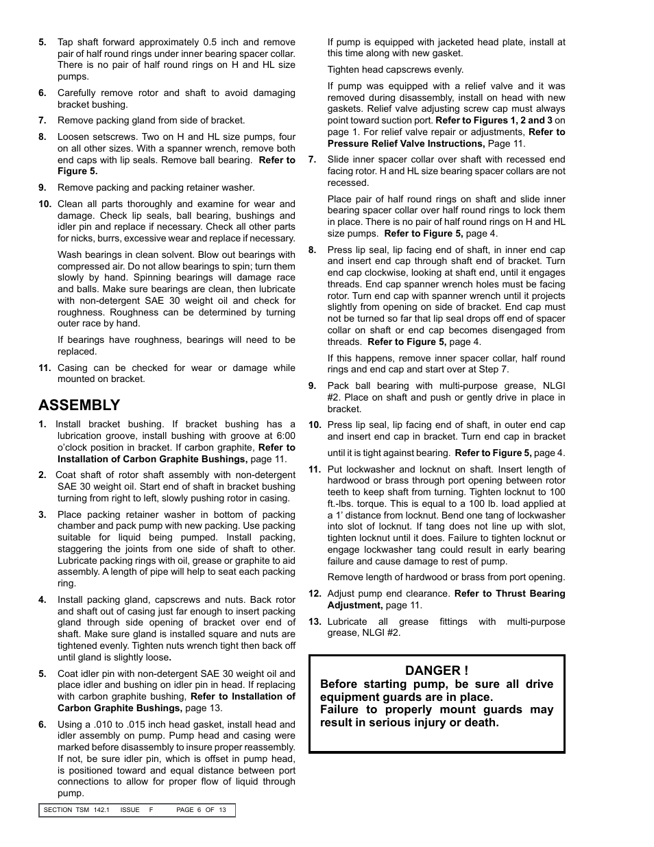 Assembly, Danger | Viking Pump TSM142.1: H-LL 225/4225 User Manual | Page 6 / 14