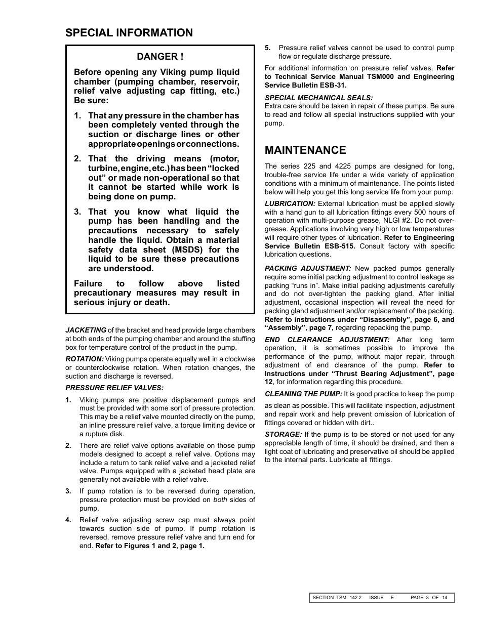 Special information maintenance | Viking Pump TSM142.2: LS-M 225/4225 User Manual | Page 3 / 14