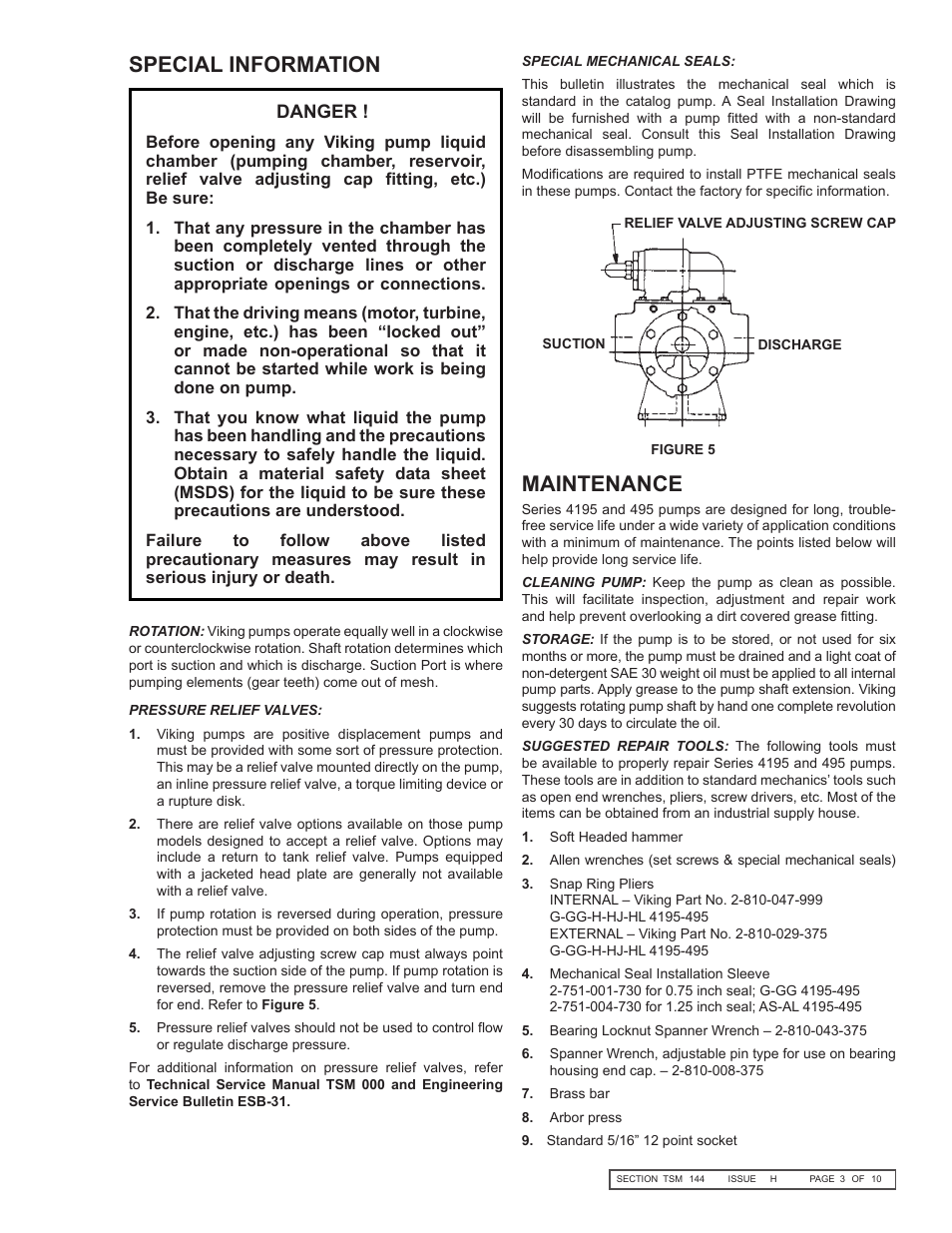 Special information maintenance | Viking Pump TSM144: GG-AL 495/4195 User Manual | Page 3 / 10