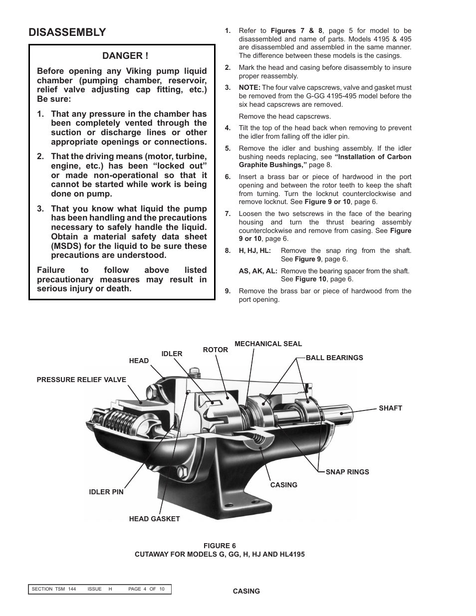 Disassembly | Viking Pump TSM144: GG-AL 495/4195 User Manual | Page 4 / 10