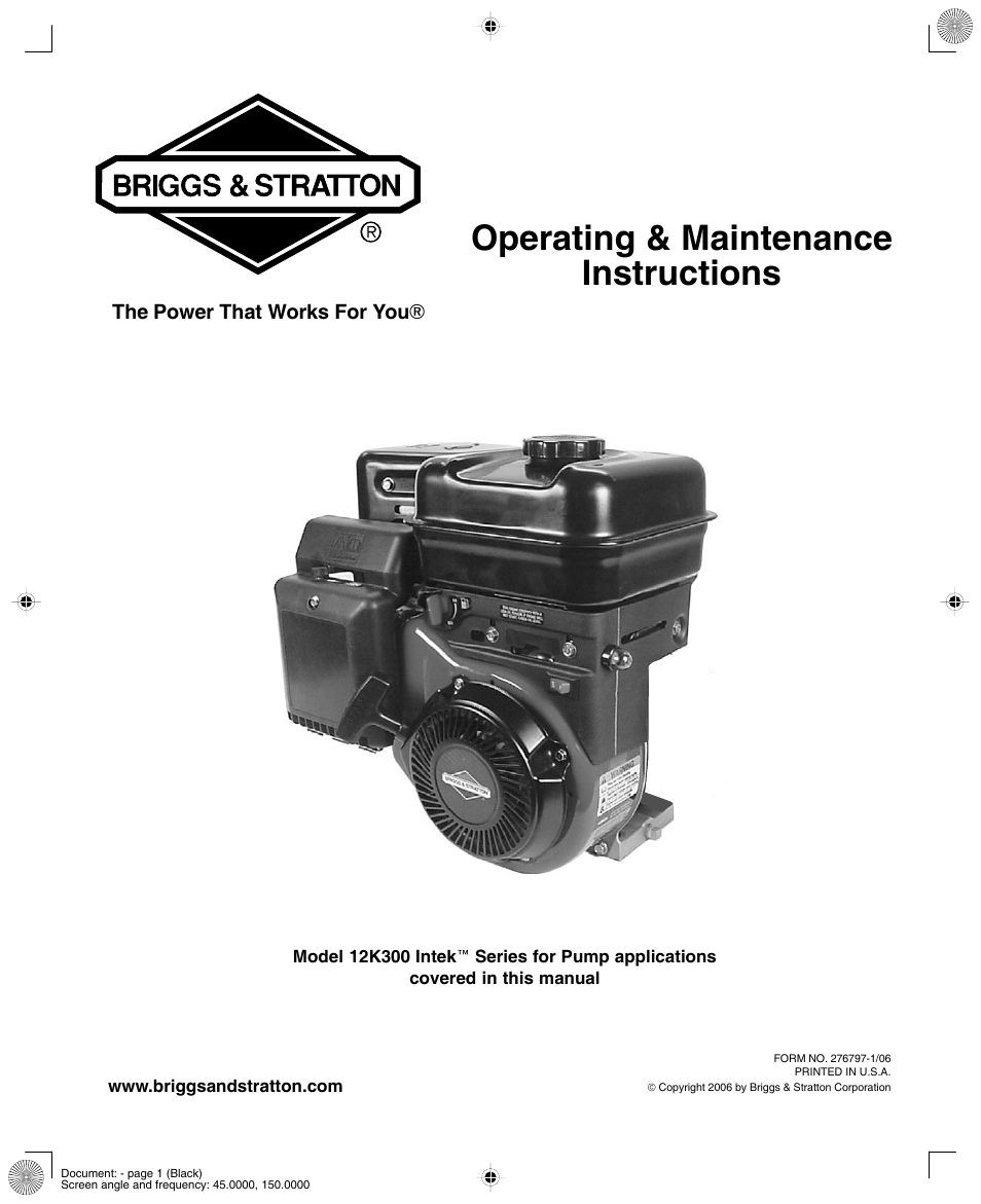 Briggs & Stratton 12K300 User Manual | 16 pages