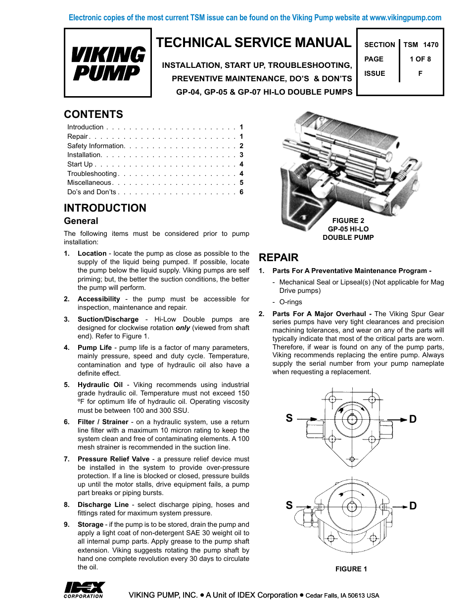 Viking Pump TSM1470: HI-LO Double Pumps User Manual | 8 pages