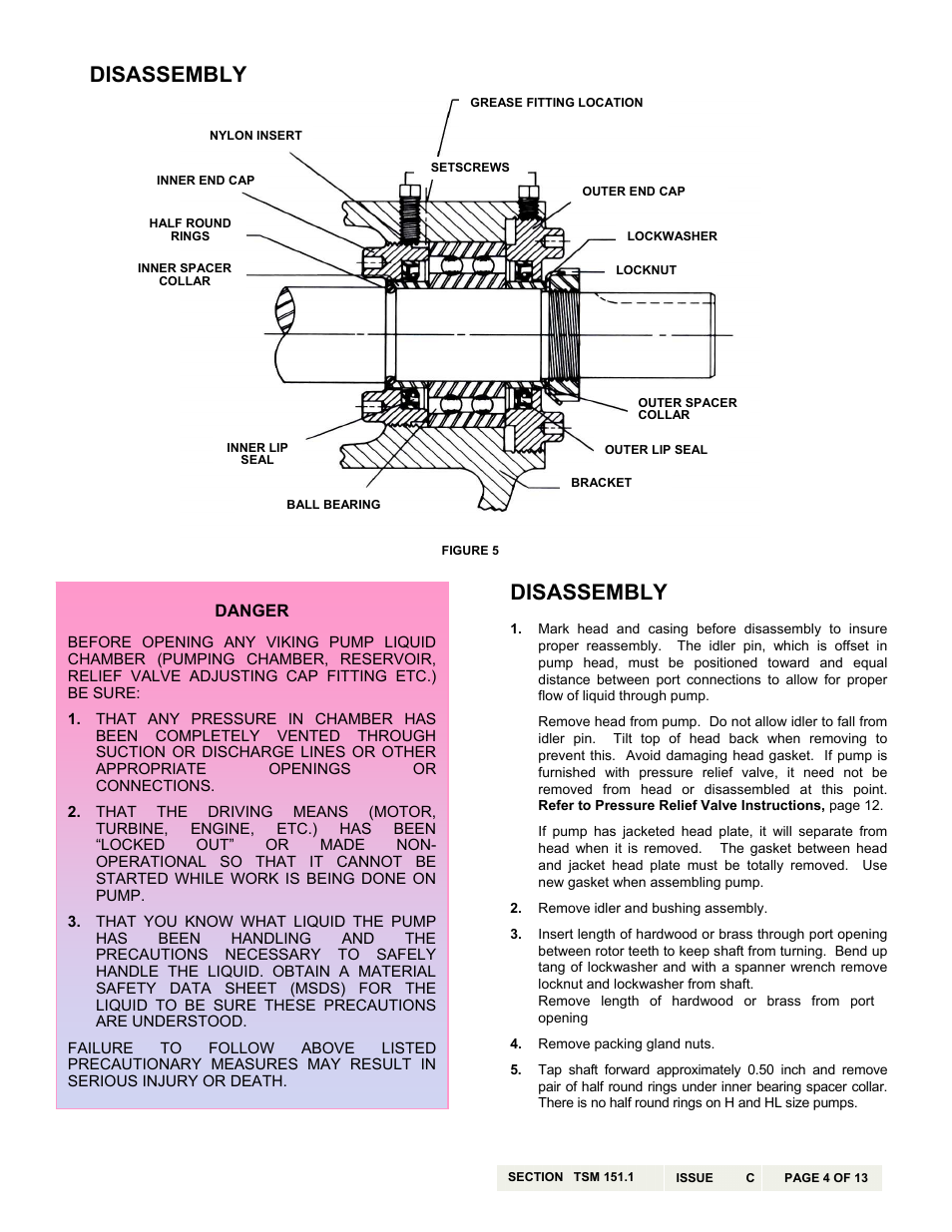 Disassembly | Viking Pump TSM151.1: H-LL 123/4123 User Manual | Page 4 / 13