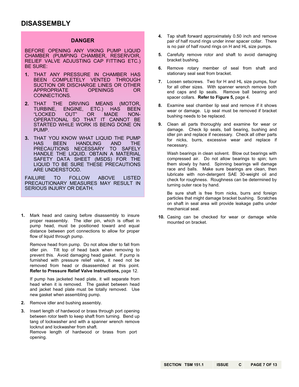 Disassembly | Viking Pump TSM151.1: H-LL 123/4123 User Manual | Page 7 / 13