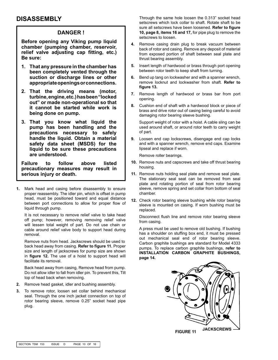 Disassembly | Viking Pump TSM153: N-R 333/4333 User Manual | Page 10 / 16