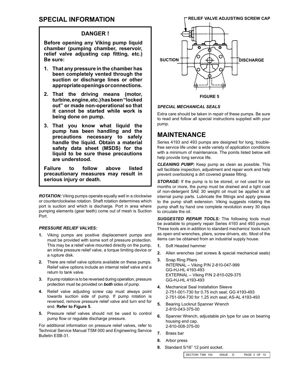 Special information maintenance | Viking Pump TSM154: GG-AL 493/4193 User Manual | Page 3 / 10