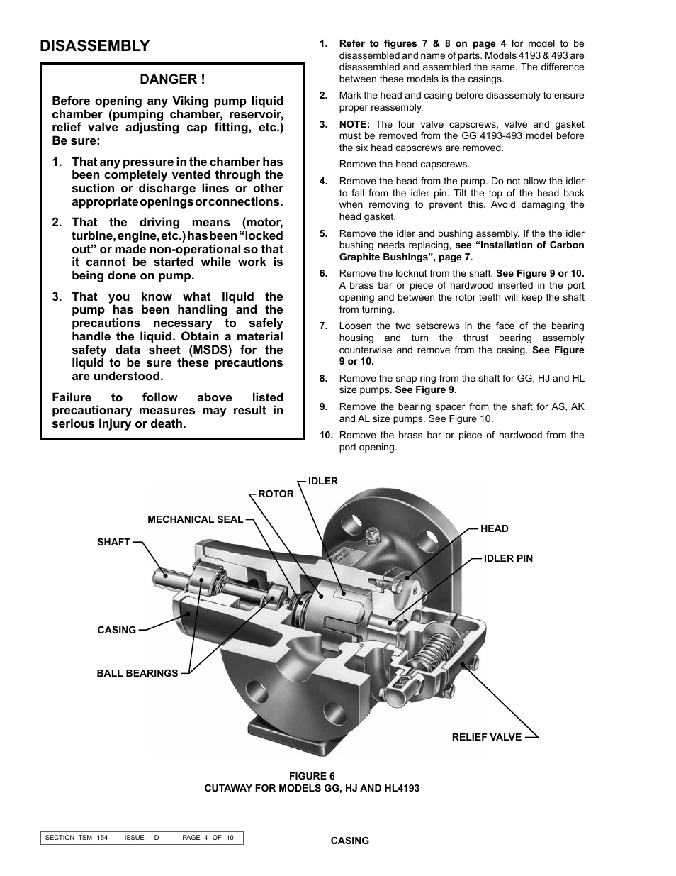 Disassembly | Viking Pump TSM154: GG-AL 493/4193 User Manual | Page 4 / 10