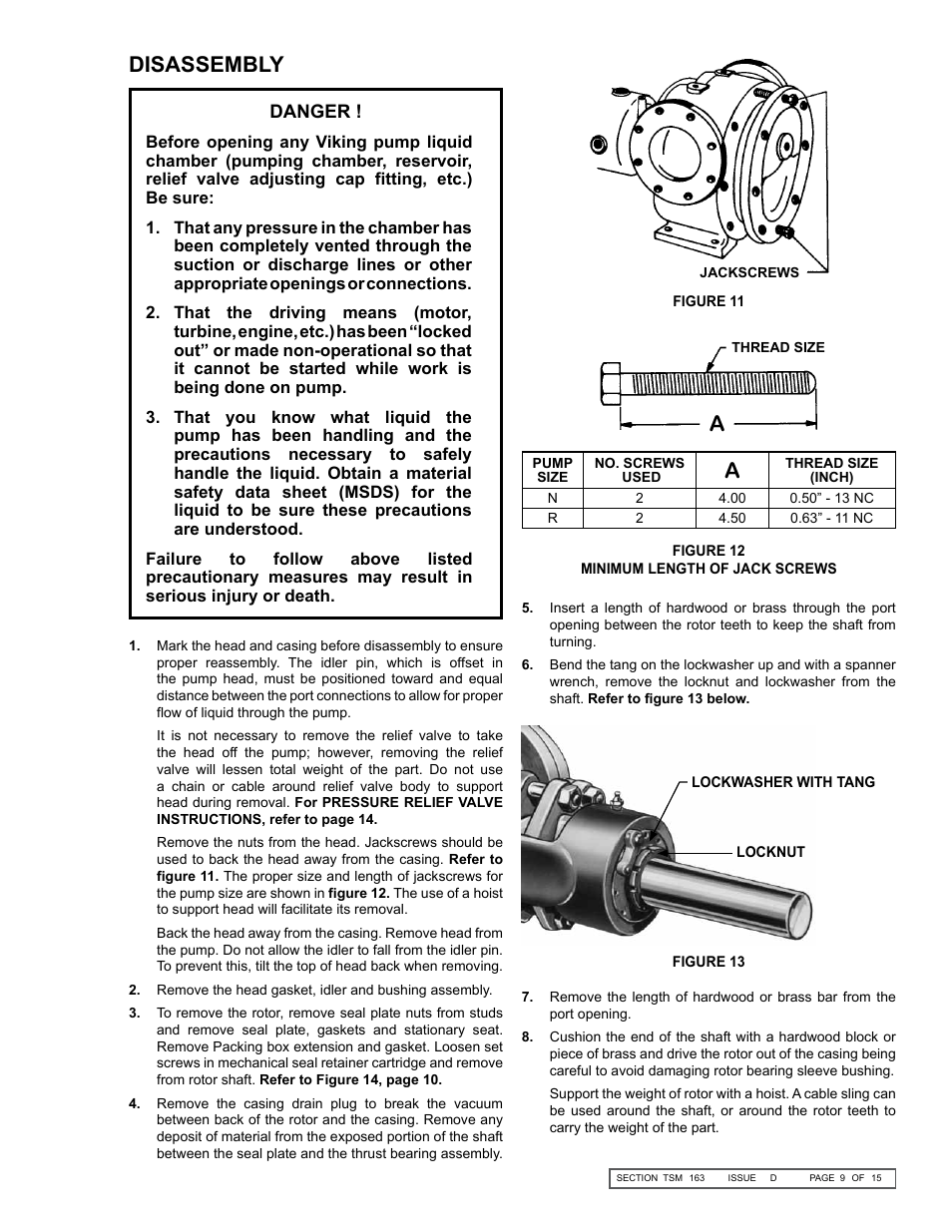 Disassembly | Viking Pump TSM163: N-R 337/4337 User Manual | Page 9 / 15