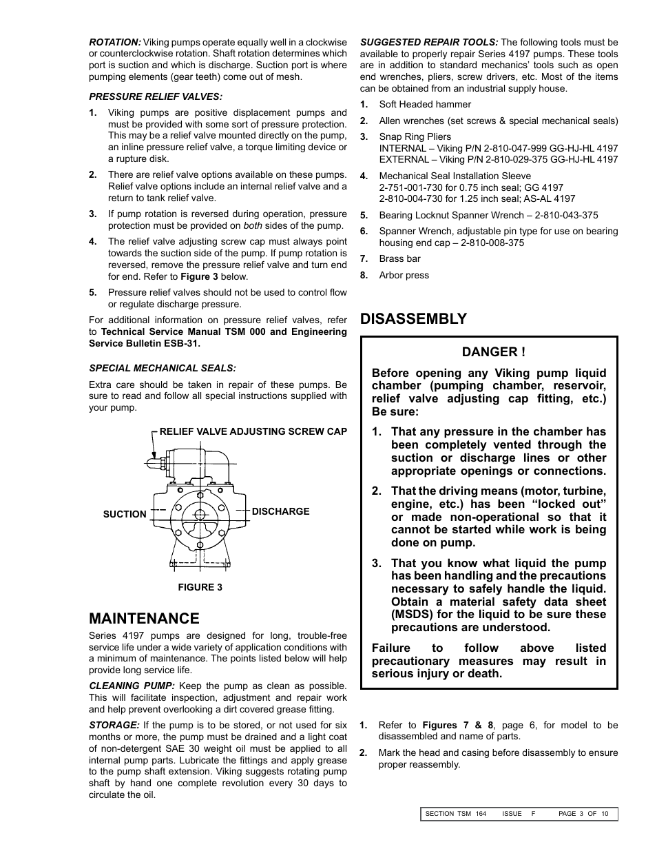 Maintenance, Disassembly | Viking Pump TSM164: GG-AL 4197 User Manual | Page 3 / 10