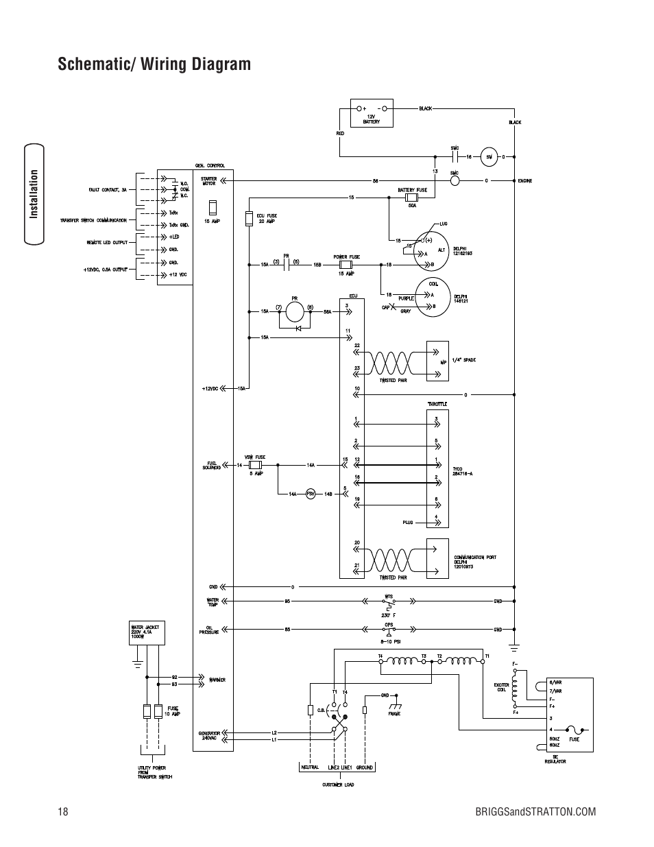 Schematic/ wiring diagram | Briggs & Stratton 30000 SERIES User Manual | Page 18 / 60