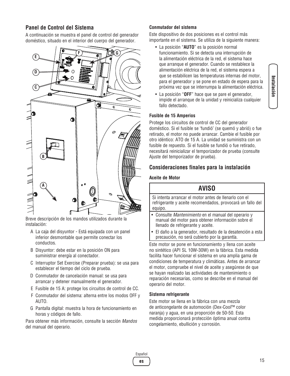 Aviso | Briggs & Stratton 30000 SERIES User Manual | Page 35 / 60