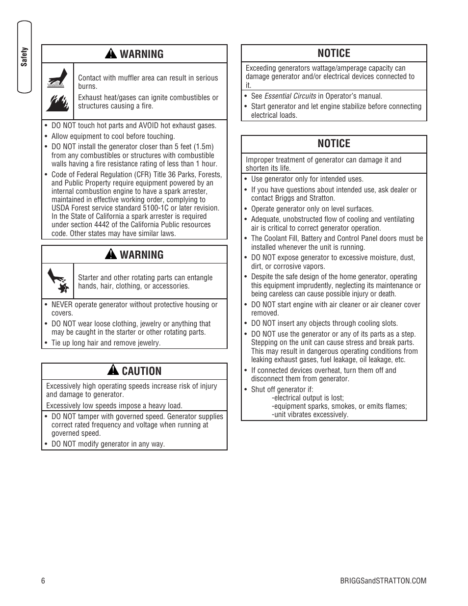 Warning, Caution, Notice | Briggs & Stratton 30000 SERIES User Manual | Page 6 / 60