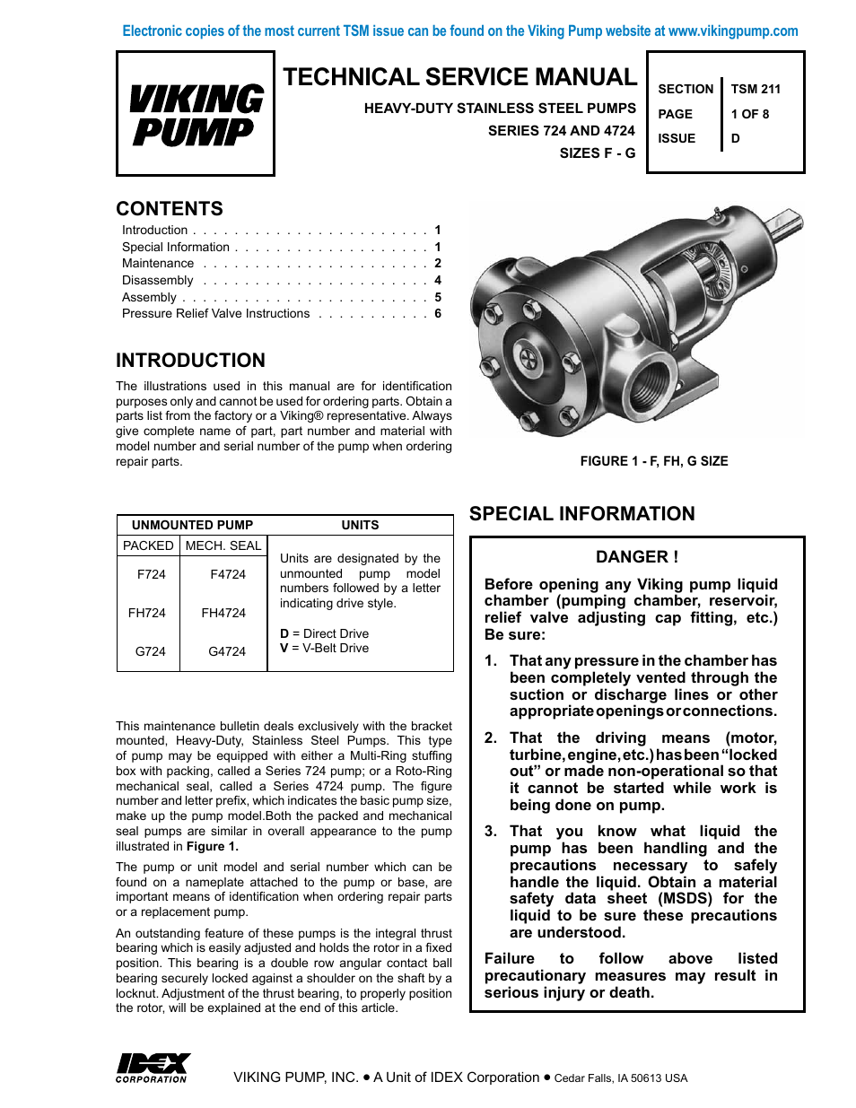 Viking Pump TSM211: F-G 724/4724 User Manual | 8 pages