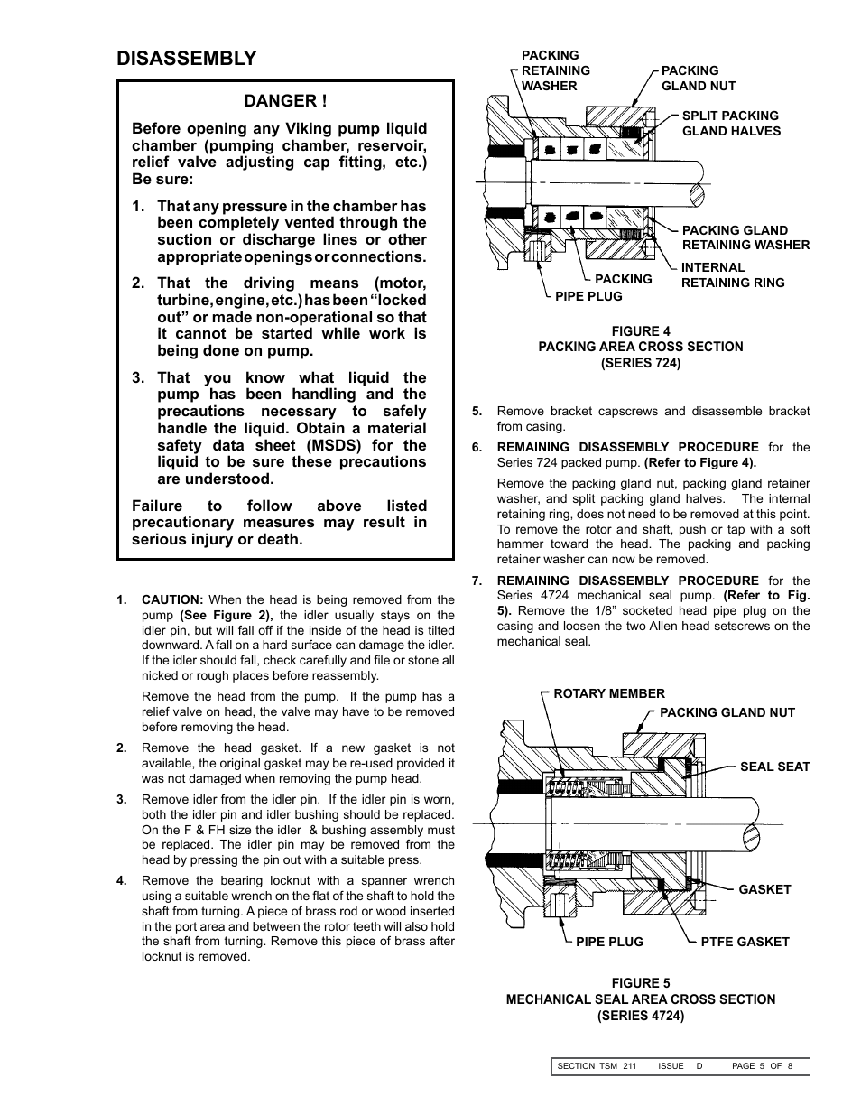 Disassembly | Viking Pump TSM211: F-G 724/4724 User Manual | Page 5 / 8