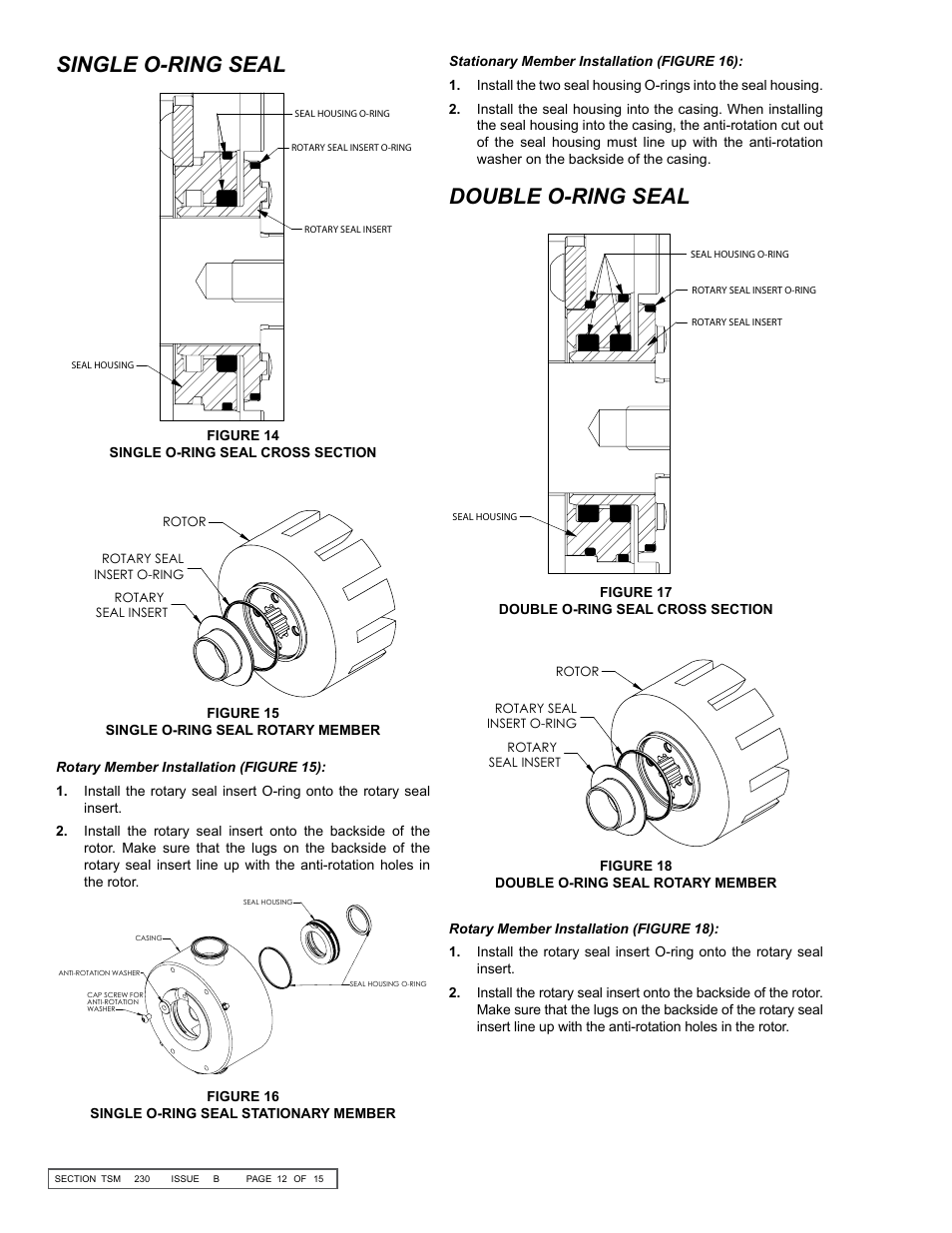 Single o-ring seal, Double o-ring seal | Viking Pump TSM230: Hygienic Series User Manual | Page 12 / 15