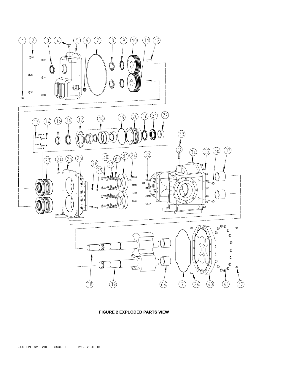 Figure 2 exploded parts view | Viking Pump TSM270: RL41507 Industrial Rotary Lobe User Manual | Page 2 / 10