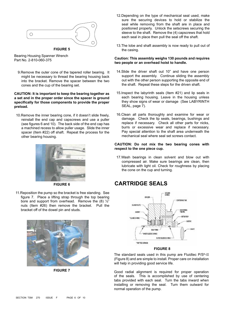 Cartridge seals, The bearing housing assembly | Viking Pump TSM270: RL41507 Industrial Rotary Lobe User Manual | Page 6 / 10