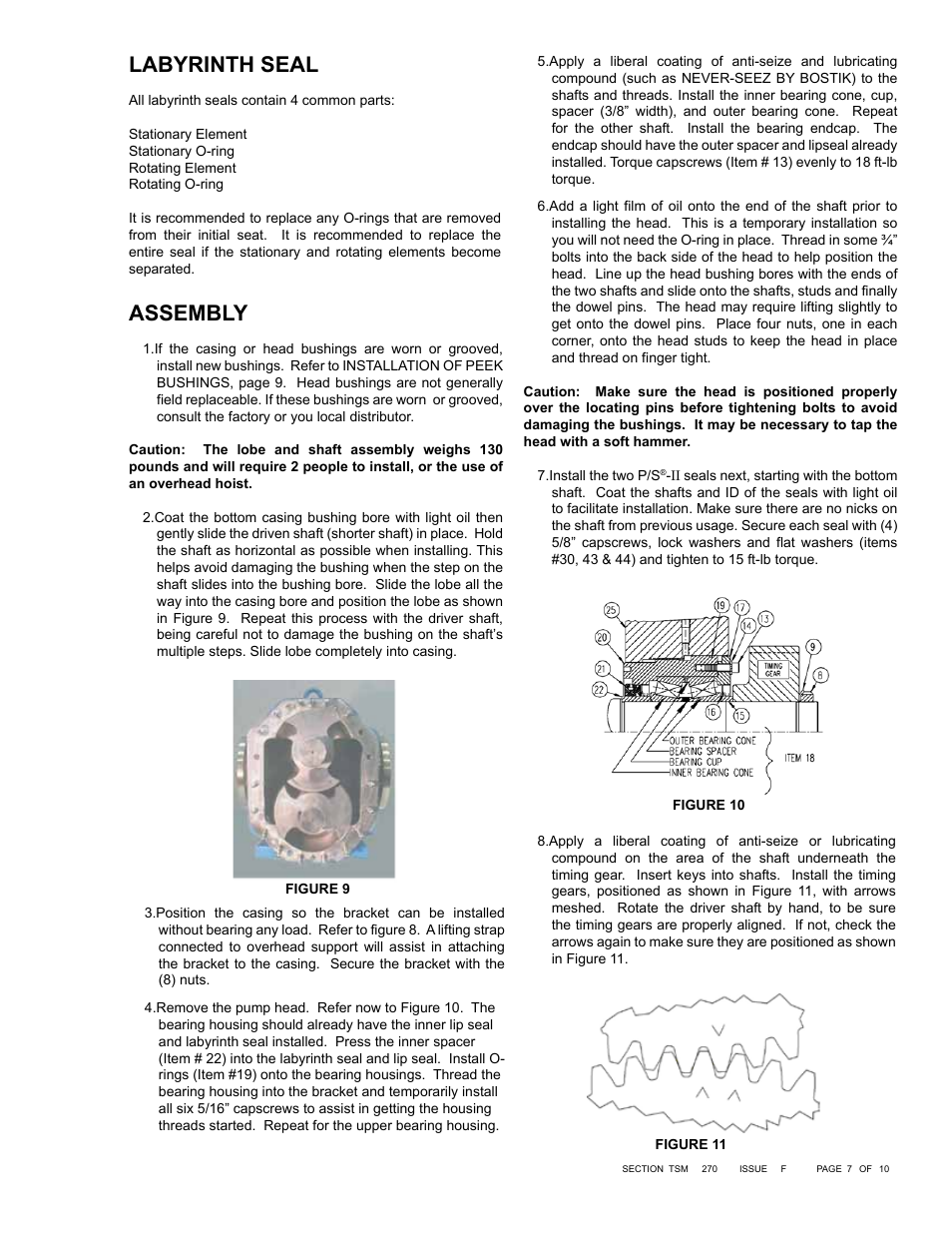 Labyrinth seal, Assembly, The bearing housing assembly | Viking Pump TSM270: RL41507 Industrial Rotary Lobe User Manual | Page 7 / 10