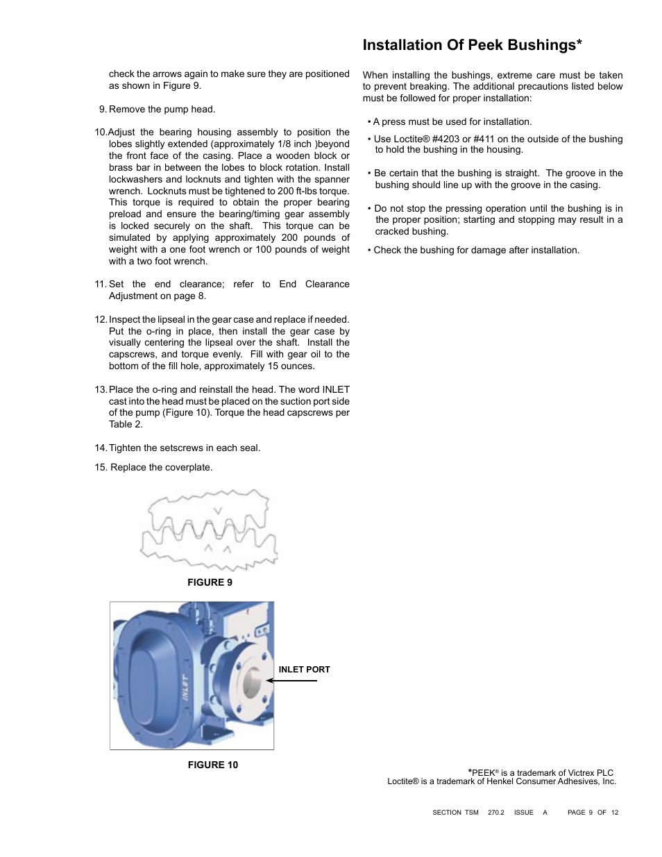 Installation of peek bushings | Viking Pump TSM270.2: RL 16 and 25 High Pressure User Manual | Page 9 / 12