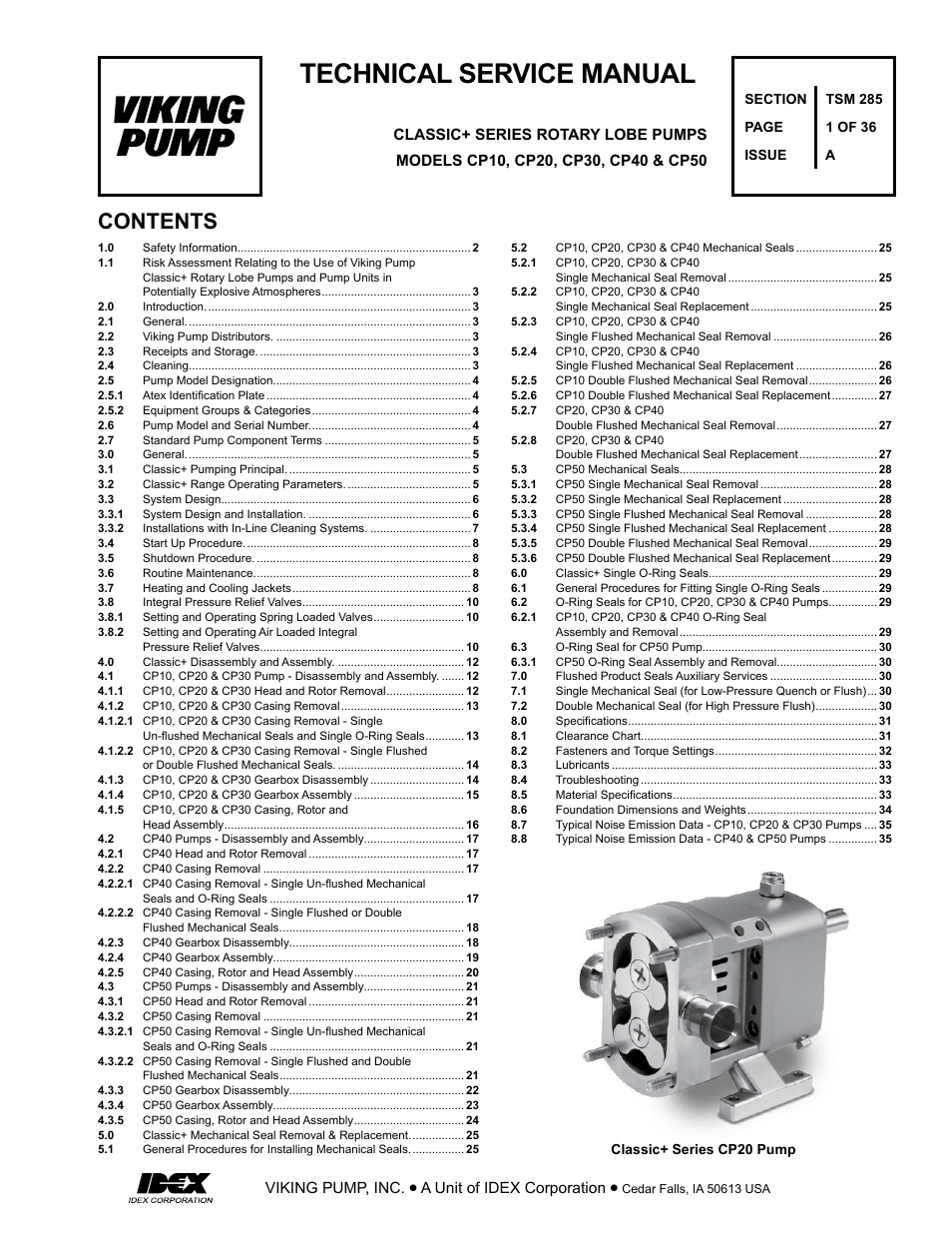 Viking Pump TSM285: Classic+ Lobe Pump User Manual | 36 pages