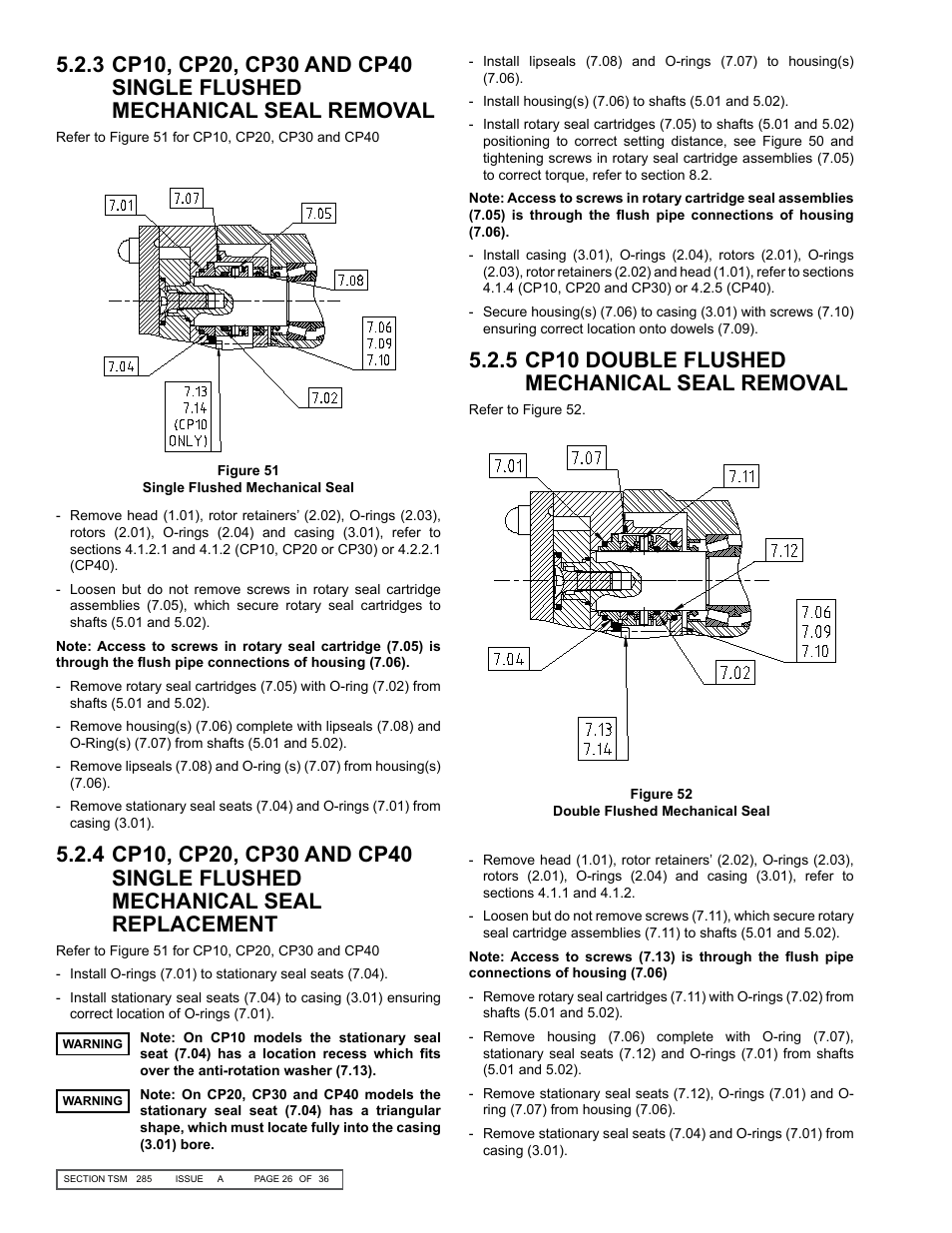 5 cp10 double flushed mechanical seal removal | Viking Pump TSM285: Classic+ Lobe Pump User Manual | Page 26 / 36