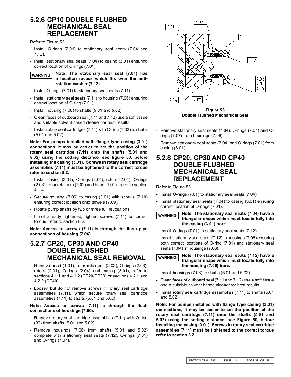 6 cp10 double flushed mechanical seal replacement | Viking Pump TSM285: Classic+ Lobe Pump User Manual | Page 27 / 36