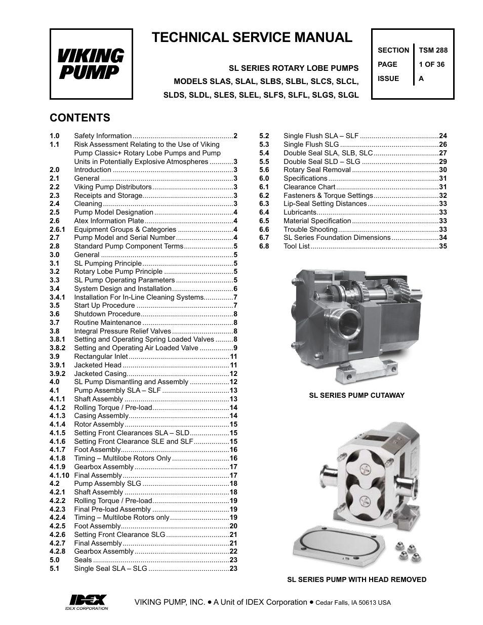 Viking Pump TSM288: SL Series Lobe Pumps User Manual | 36 pages