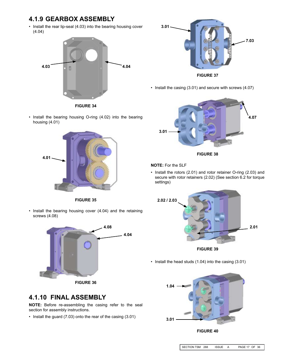 9 gearbox assembly, 10 final assembly | Viking Pump TSM288: SL Series Lobe Pumps User Manual | Page 17 / 36