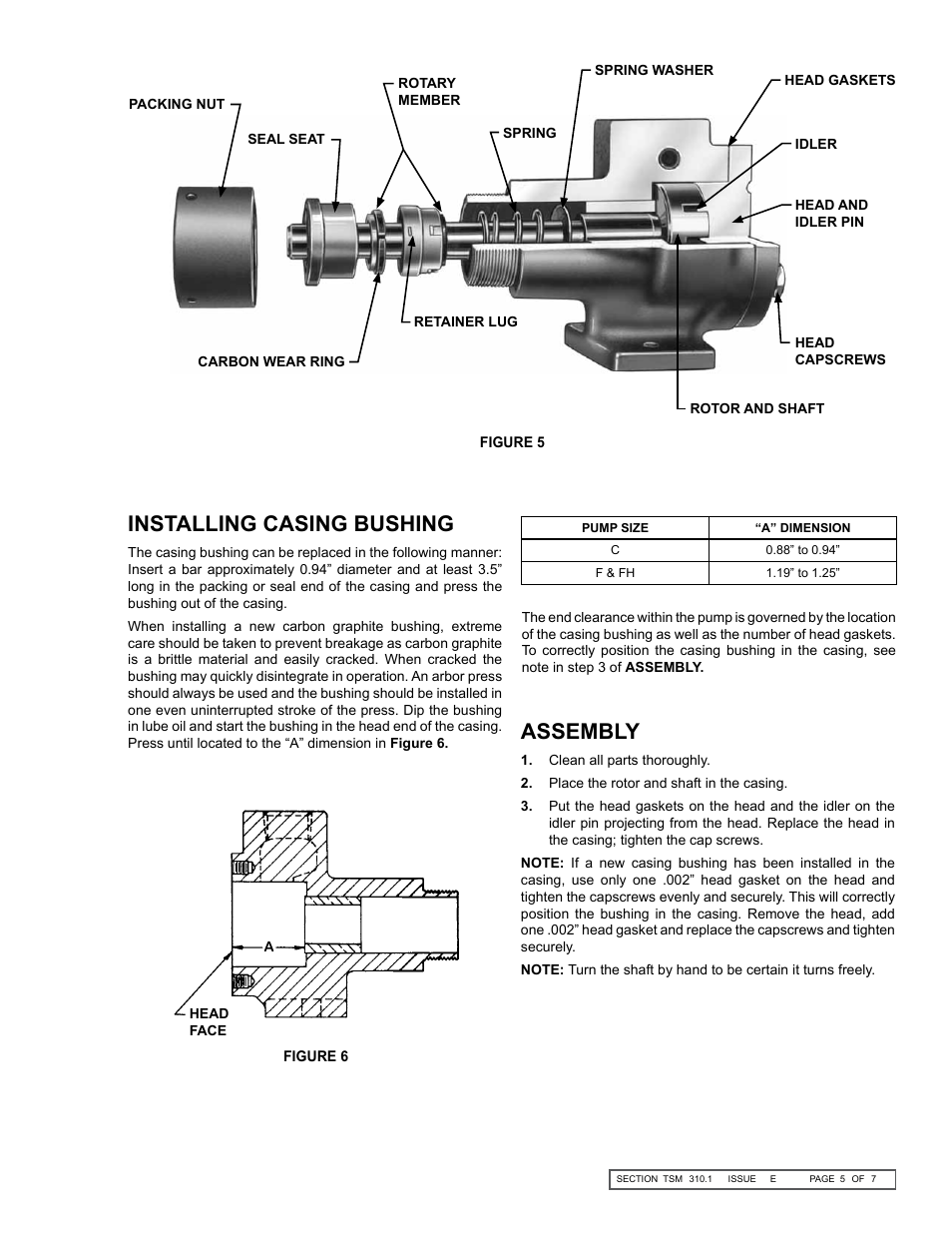 Installing casing bushing, Assembly | Viking Pump TSM310.1: C-FH 32/432 User Manual | Page 5 / 7