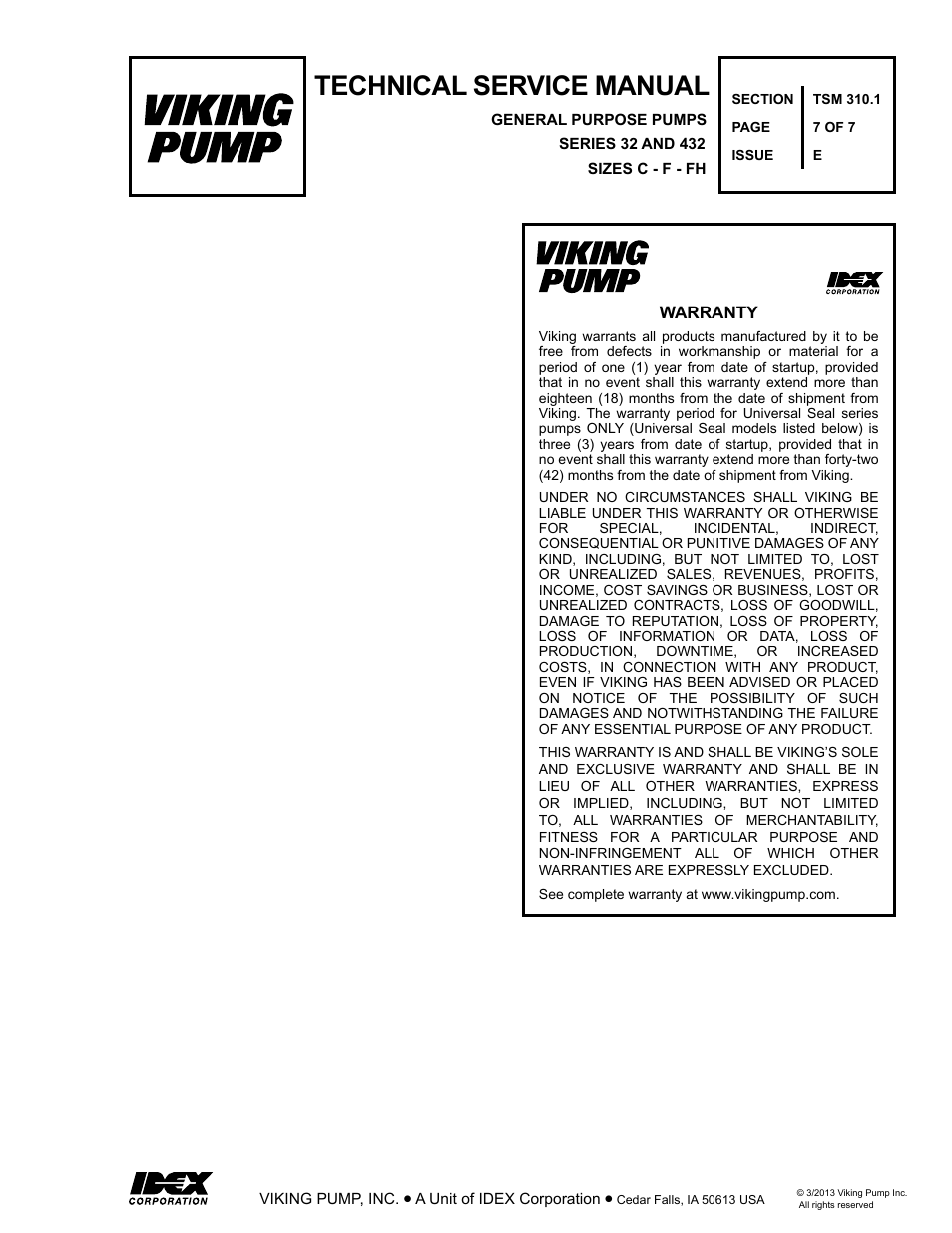 Technical service manual | Viking Pump TSM310.1: C-FH 32/432 User Manual | Page 7 / 7