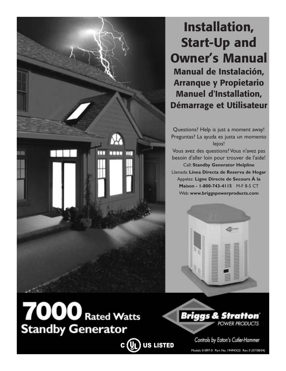 Briggs & Stratton 01897-0 User Manual | 84 pages