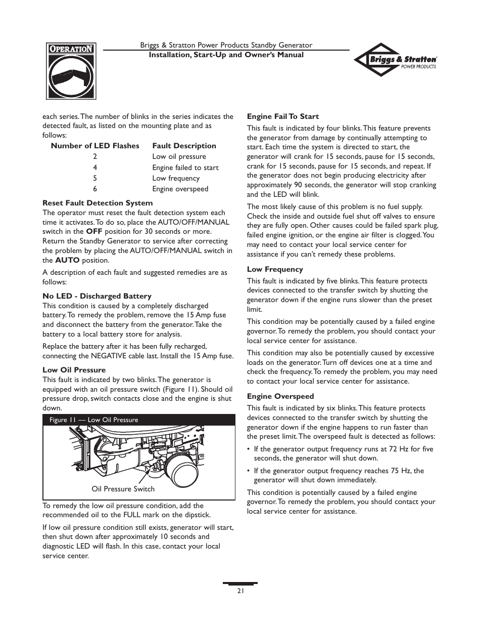 Briggs & Stratton 01897-0 User Manual | Page 21 / 84