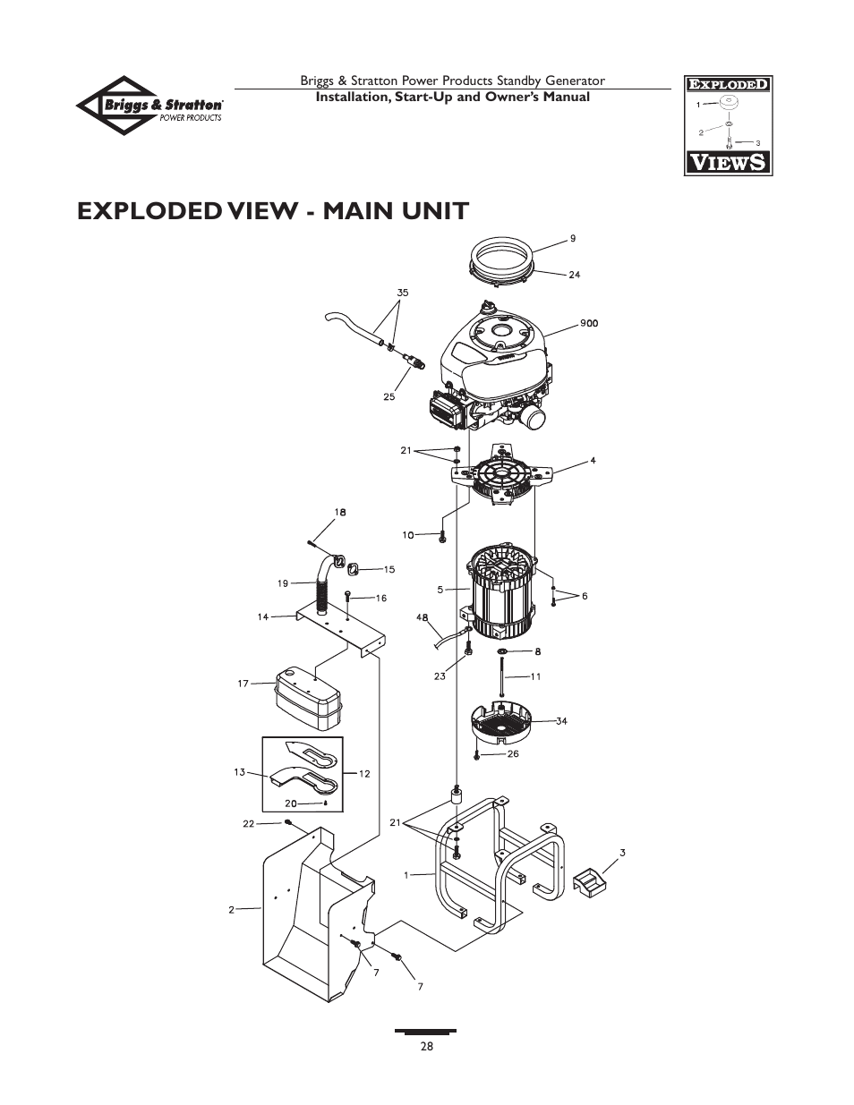 Exploded view - main unit | Briggs & Stratton 01897-0 User Manual | Page 28 / 84