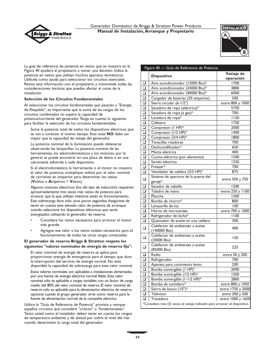 Briggs & Stratton 01897-0 User Manual | Page 44 / 84