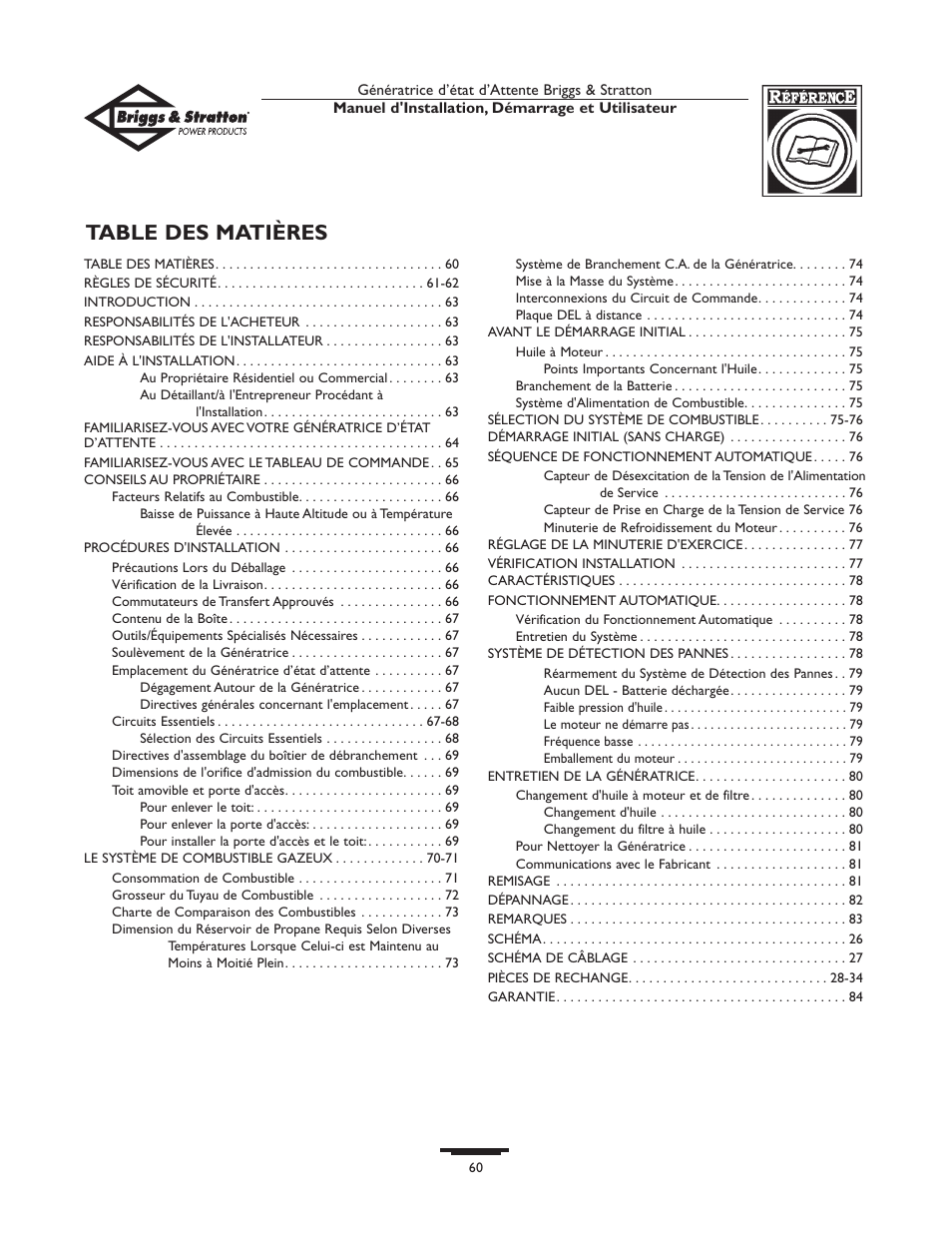 Briggs & Stratton 01897-0 User Manual | Page 60 / 84