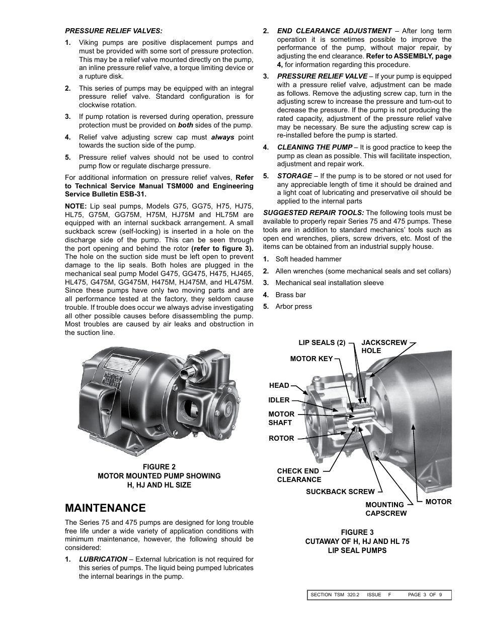 Maintenance | Viking Pump TSM320.2: GG-HL 75/475 User Manual | Page 3 / 9