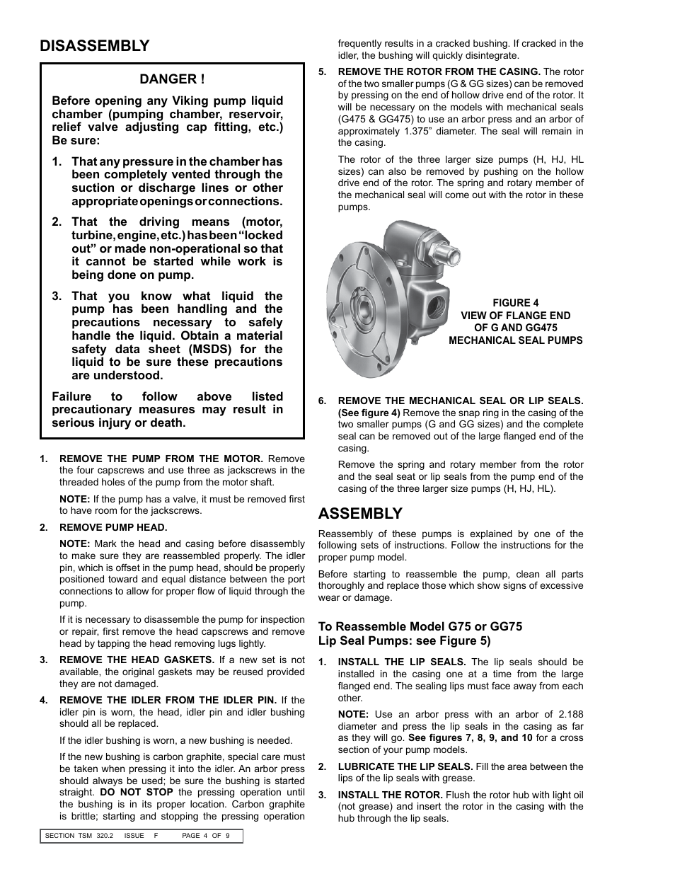 Assembly disassembly | Viking Pump TSM320.2: GG-HL 75/475 User Manual | Page 4 / 9