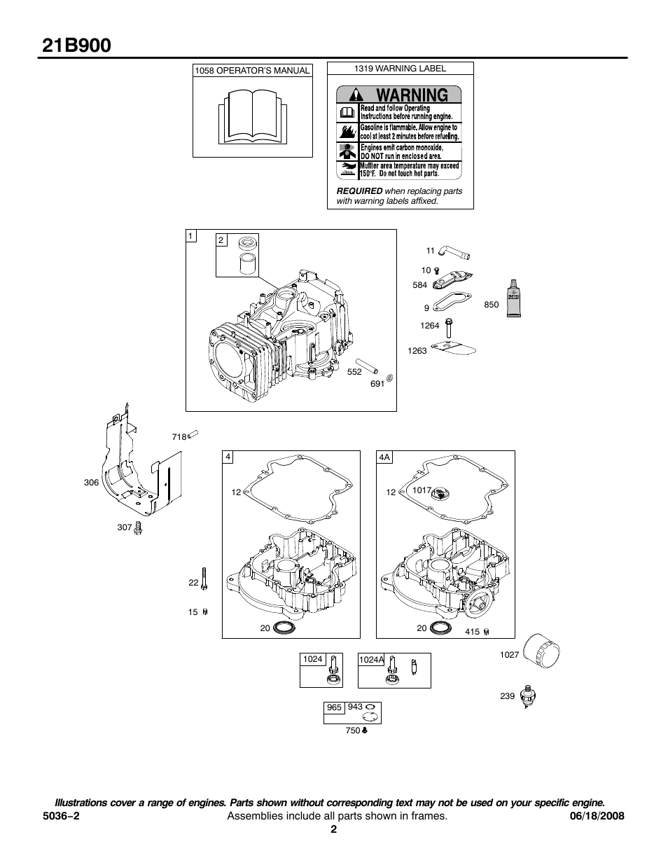 Briggs & Stratton 21B900 User Manual | Page 2 / 17