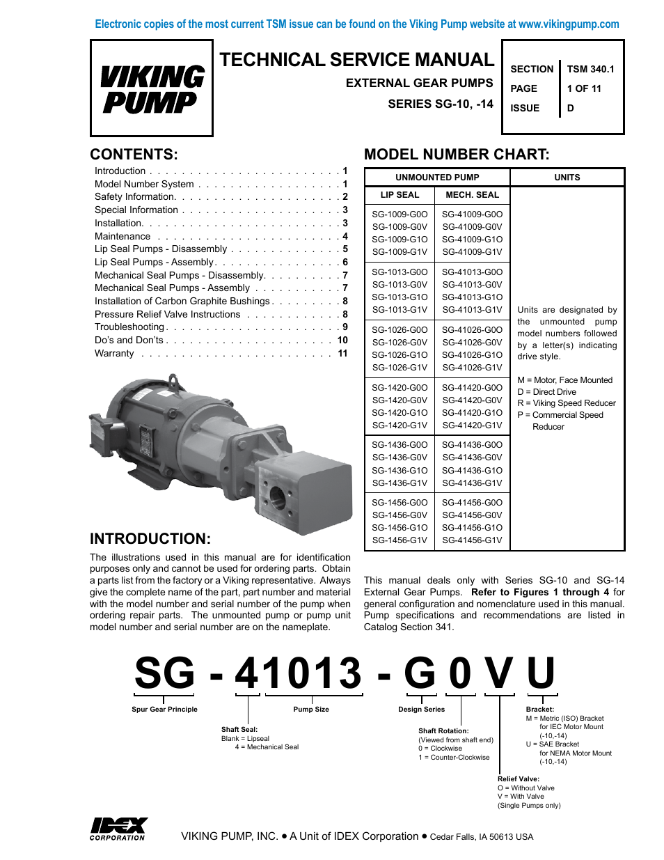 Viking Pump TSM340.1: SG-10, SG-14 User Manual | 11 pages