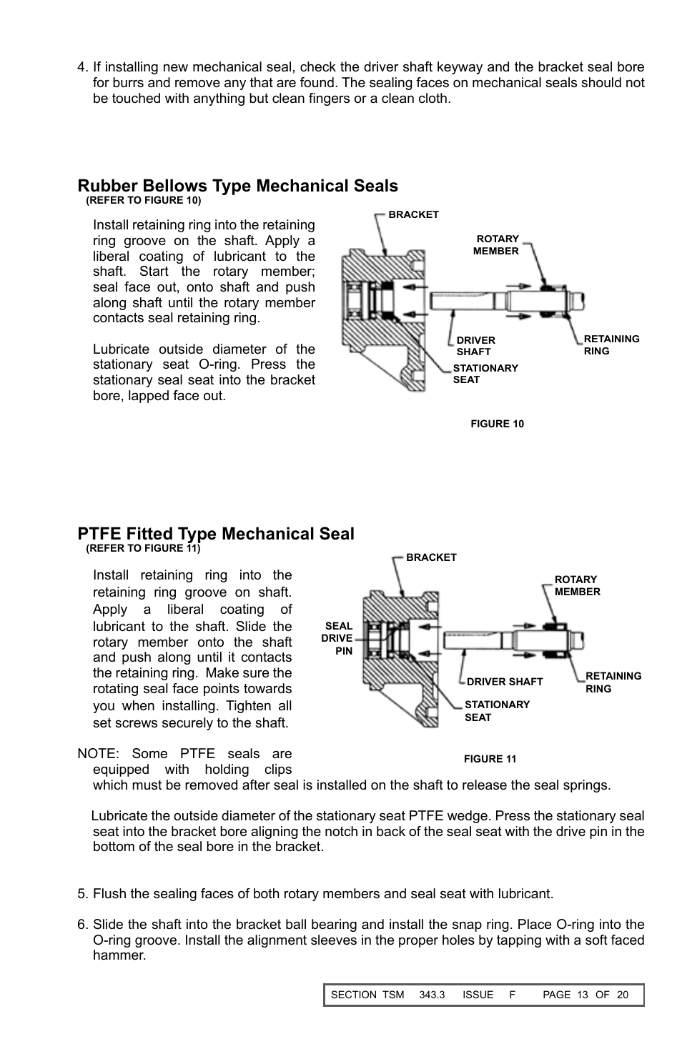 Rubber bellows type mechanical seals, Ptfe fitted type mechanical seal | Viking Pump TSM343.3: Vi-Corr Pumps User Manual | Page 13 / 20