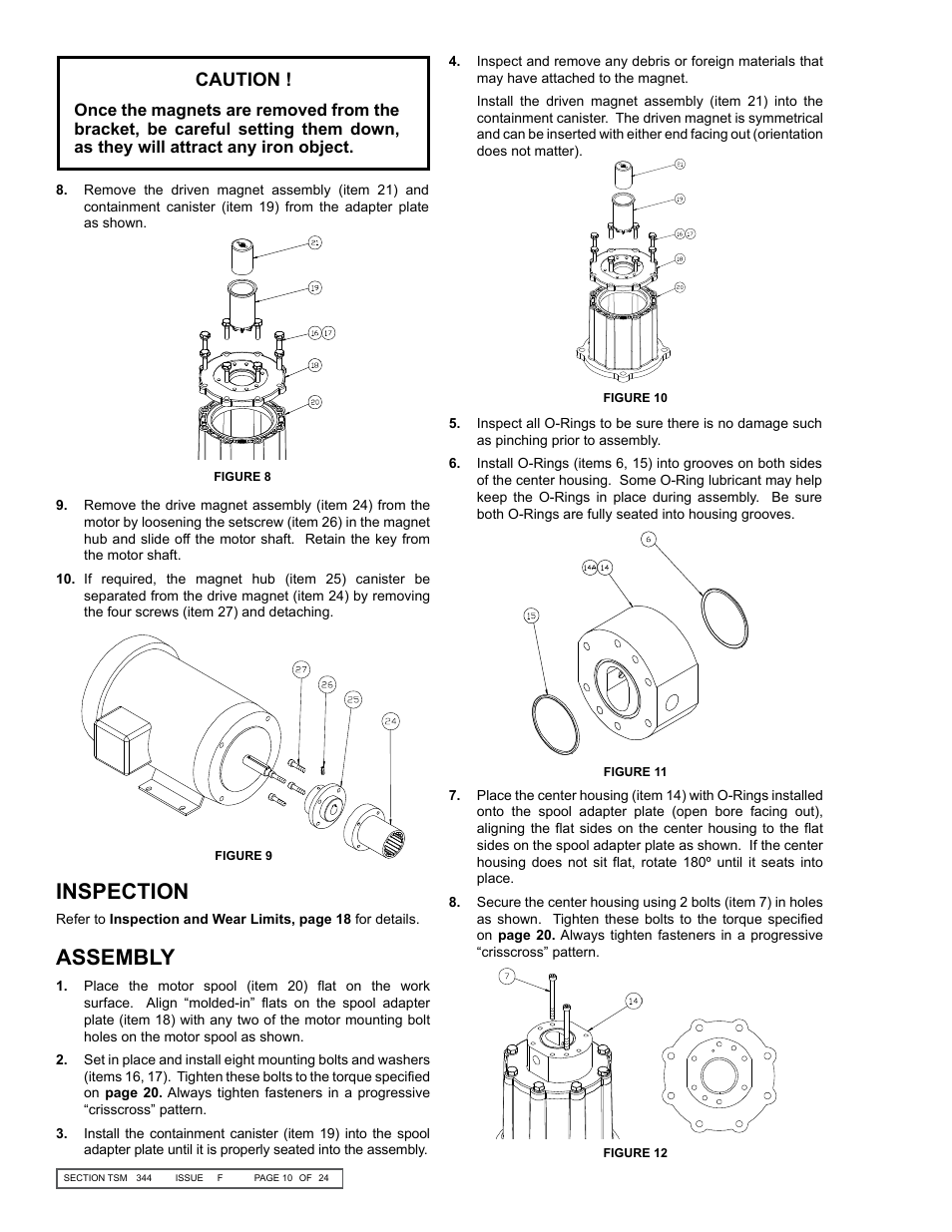 Inspection assembly, Caution | Viking Pump TSM344: CMD Mag Drive User Manual | Page 10 / 24