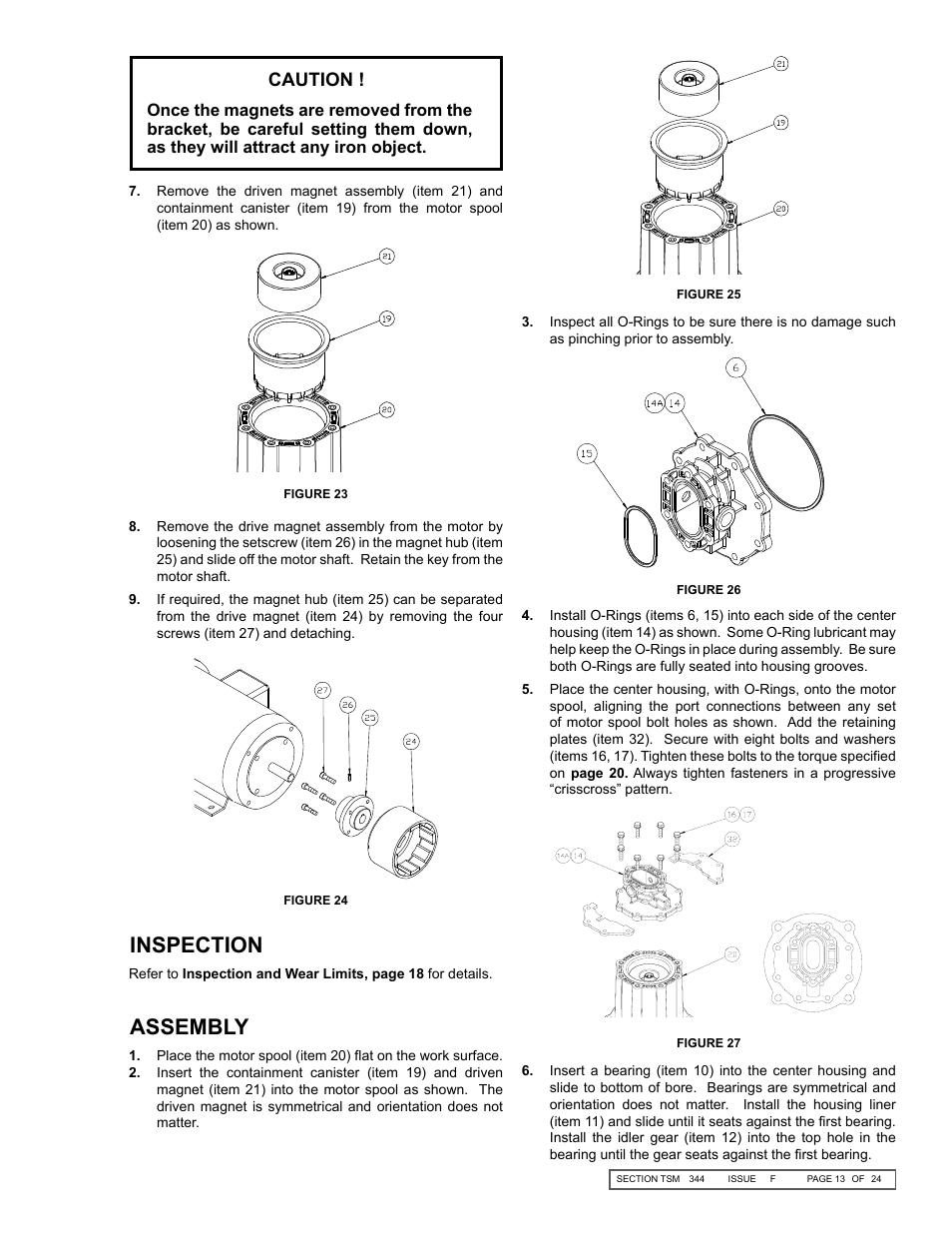 Assembly inspection, Caution | Viking Pump TSM344: CMD Mag Drive User Manual | Page 13 / 24