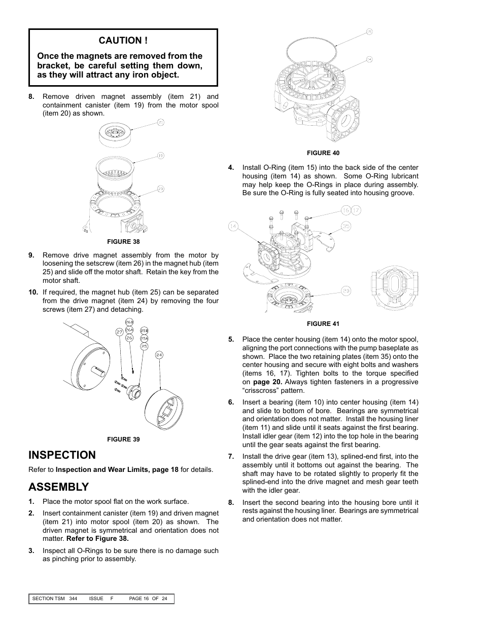 Assembly inspection, Caution | Viking Pump TSM344: CMD Mag Drive User Manual | Page 16 / 24