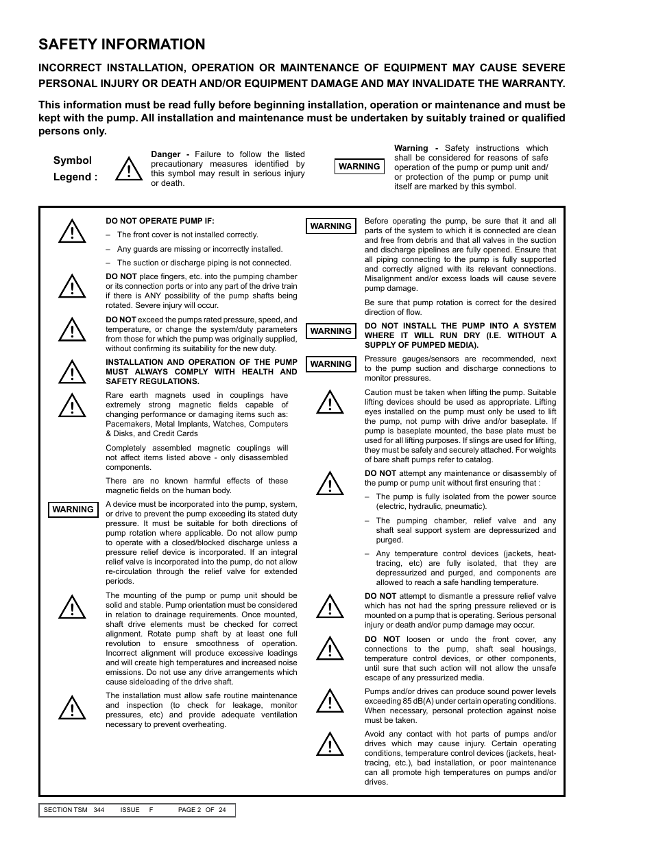 Safety information | Viking Pump TSM344: CMD Mag Drive User Manual | Page 2 / 24