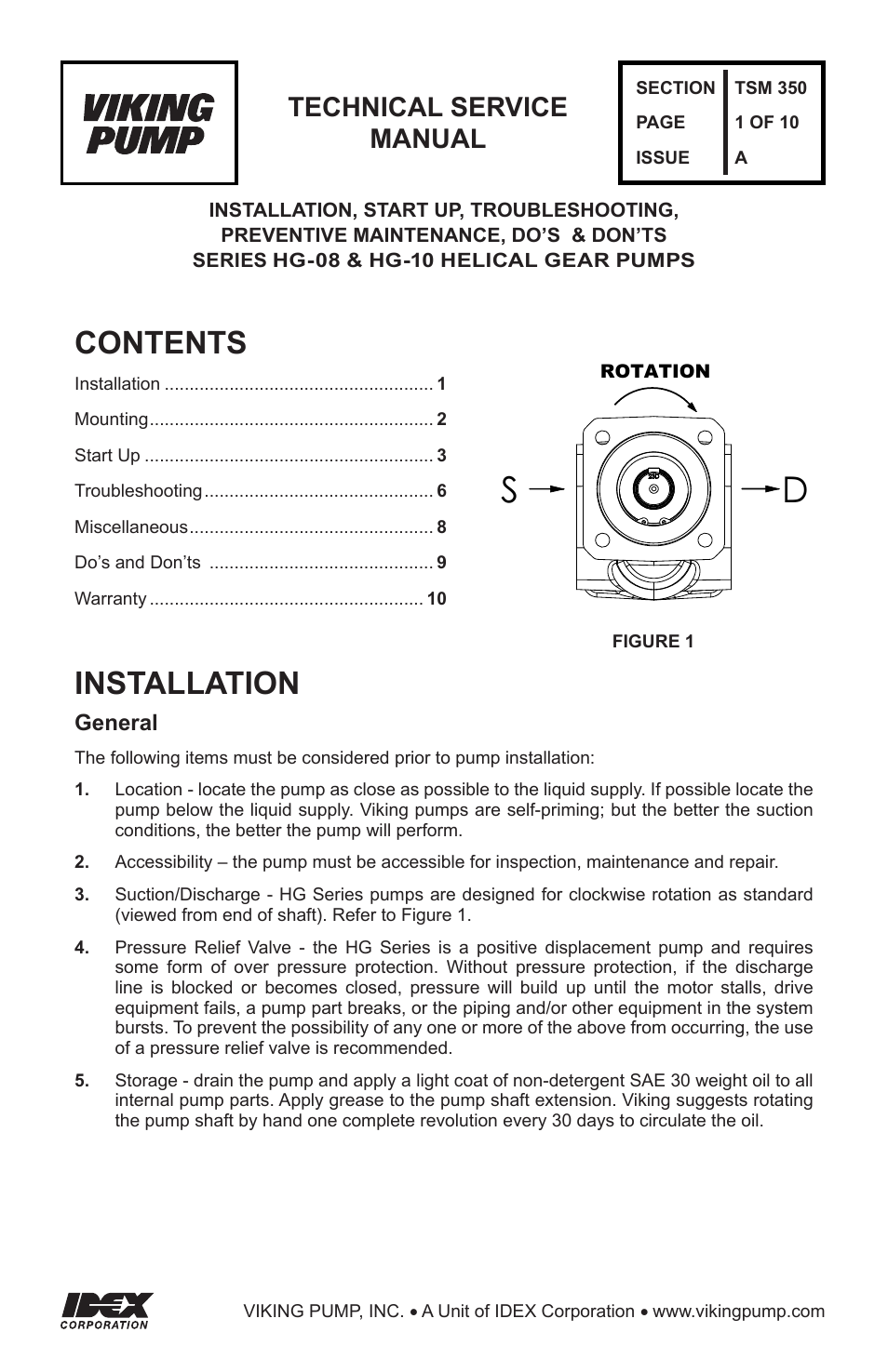 Viking Pump TSM350 HG-08/HG-10 Helical Gear Pumps User Manual | 10 pages