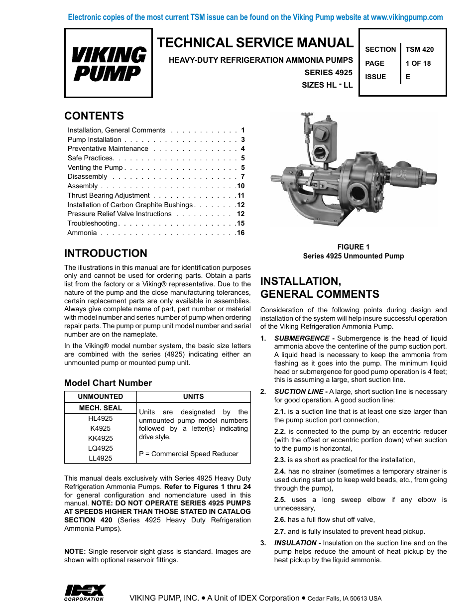 Viking Pump TSM420: HL-LL 4925 User Manual | 18 pages